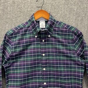 Brooks Brothers 346 Regent Long Sleeve Shirt Mens Small Green Purple Plaid